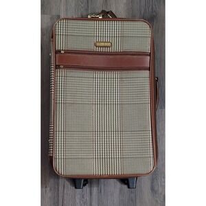 Vintage Polo Ralph Lauren Leather Trim Brown Plaid Carry-On‎ 22" Luggage